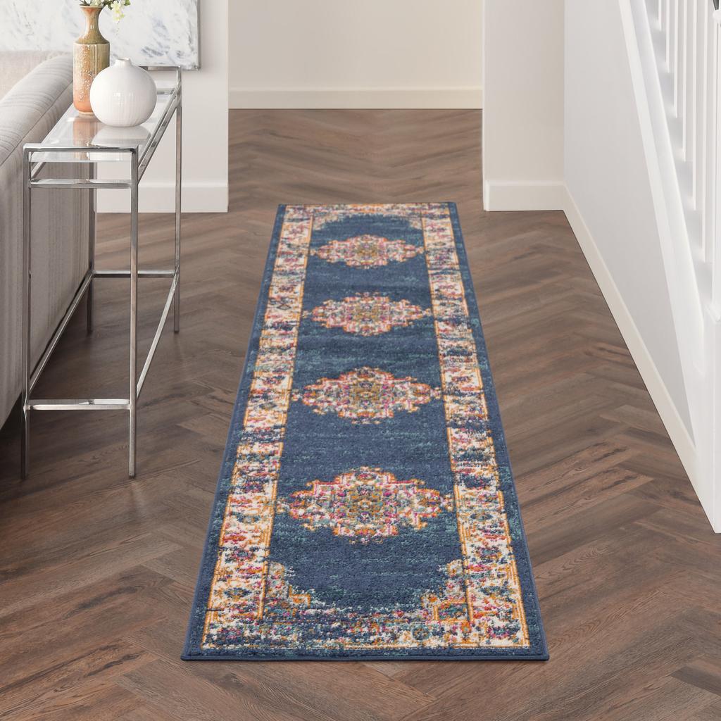 Nourison Home Passion PSN03 Navy Indoor Runner - Vintage Power Loomed Machine Made Medium Pile