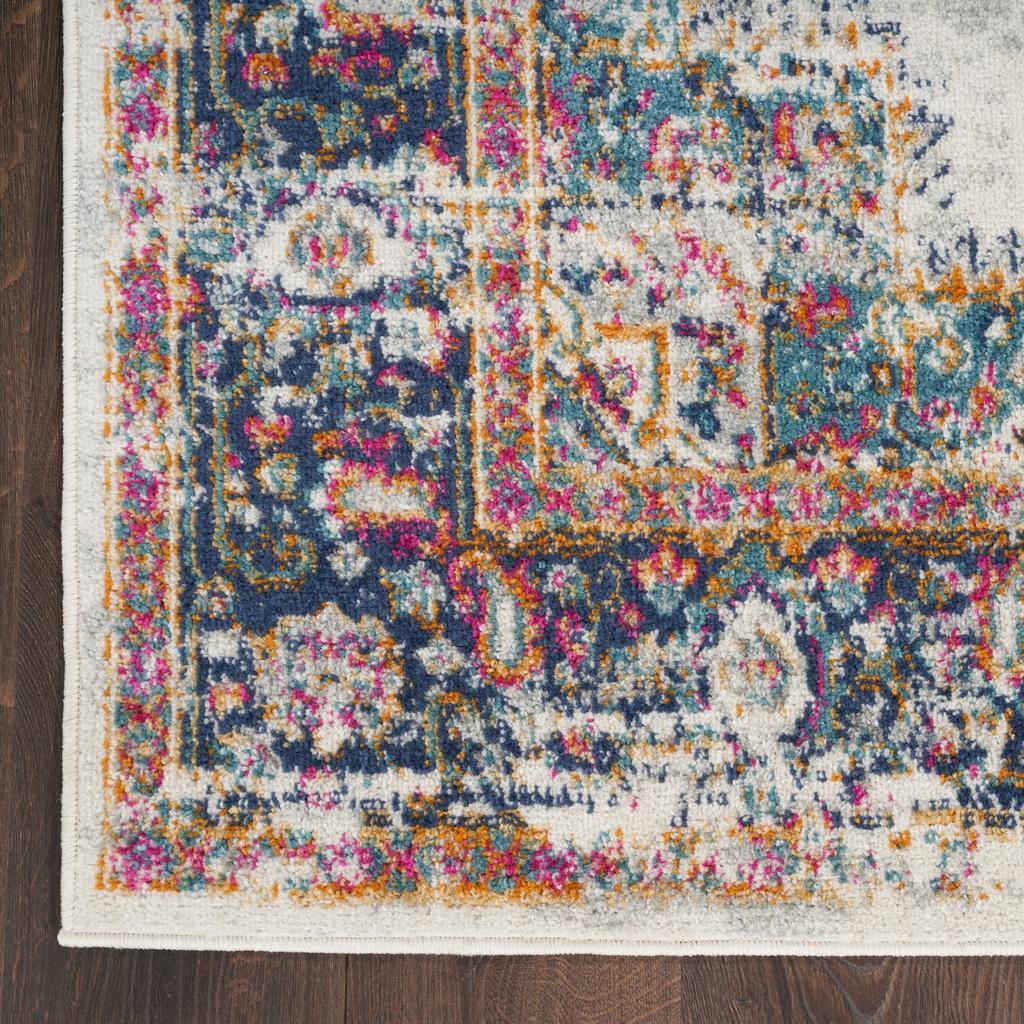Nourison Home Passion PSN03 Ivory Blue Indoor Runner - Vintage Power Loomed Machine Made Medium Pile