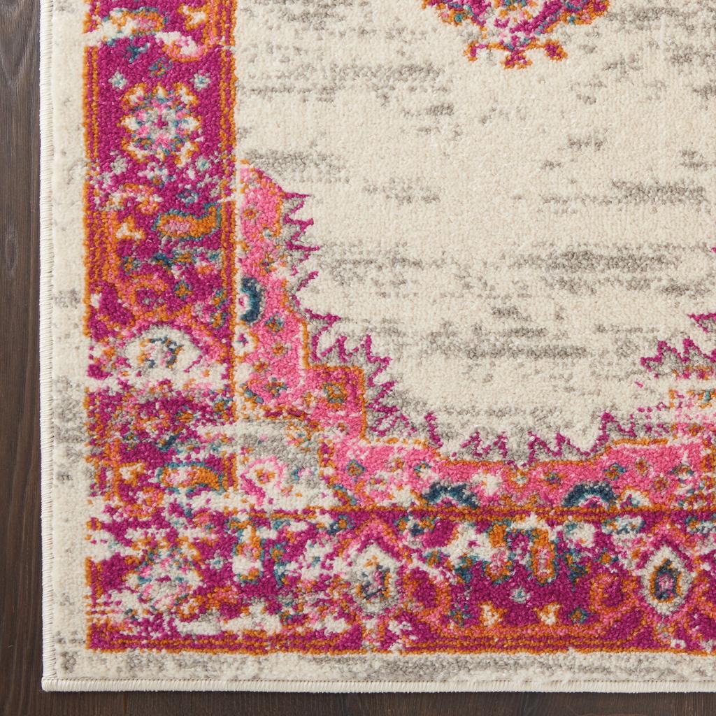 Nourison Home Passion PSN03 Pink and White Ivory/Fuchsia Indoor Runner - Bohemian Power Loomed Machine Made Medium Pile