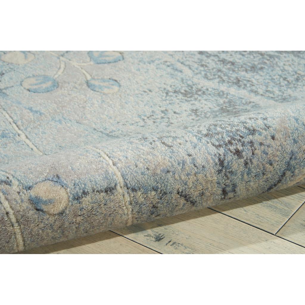 Nourison Home Somerset ST74 Silver Blue Indoor Round Area Rug Power Loomed Machine Made Medium Pile