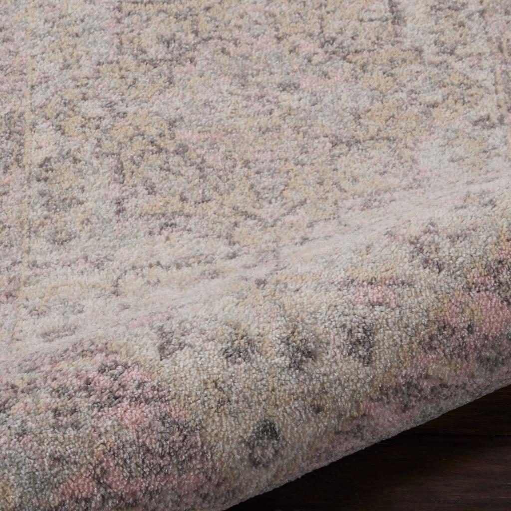 Nourison Home Tranquil TRA06 Pink and Beige Ivory Pink Indoor Rectangle Area Rug - Vintage Power Loomed Machine Made Medium Pile