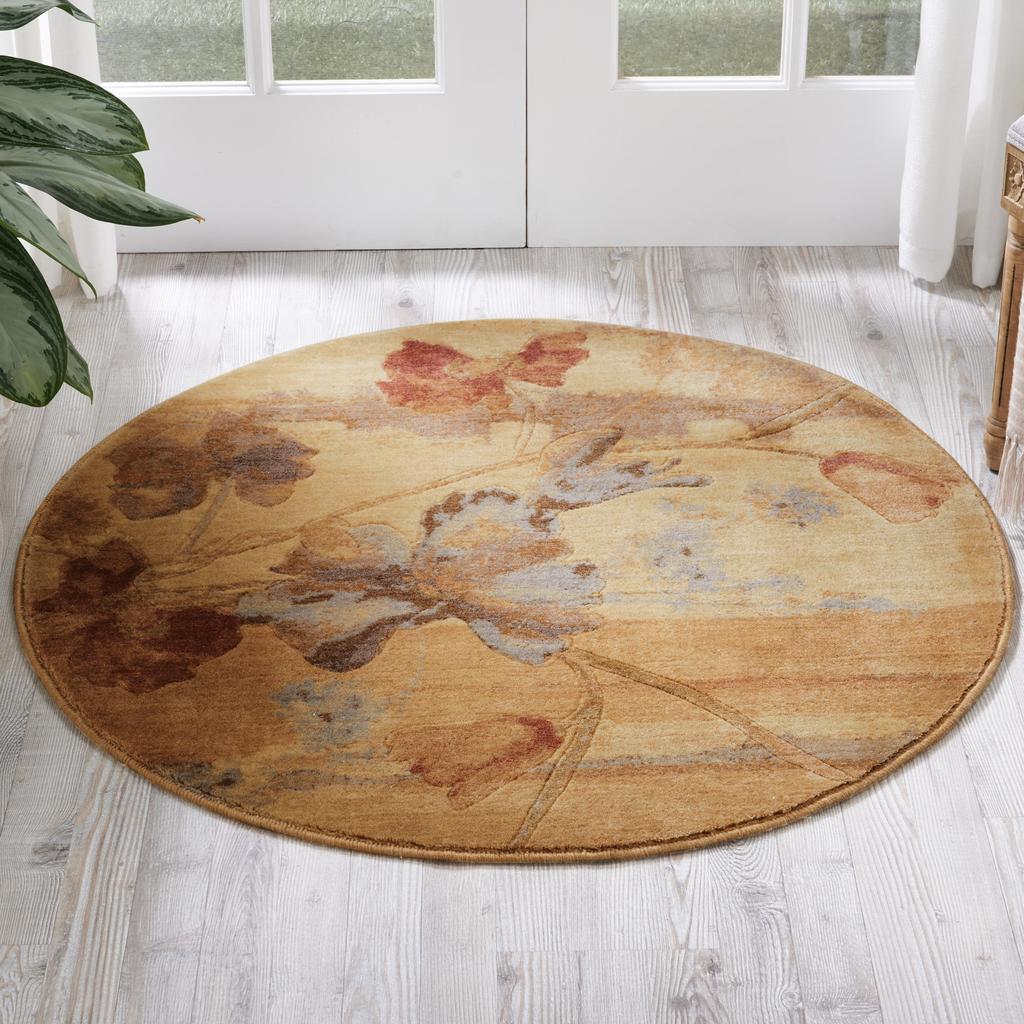 Nourison Home Somerset ST18 Beige Indoor Round Area Rug - Farmhouse Power Loomed Machine Made Medium Pile