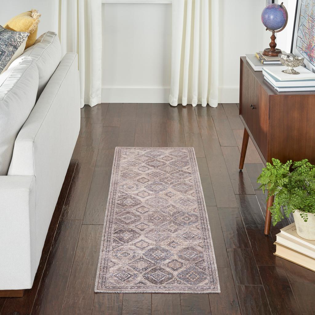 Nourison Home New Concept Washables SR103 Ivory Latte Indoor Runner - Vintage Machine Woven Machine Made Low Pile