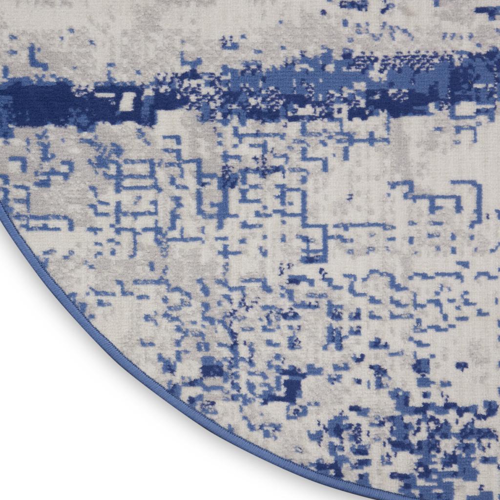 Nourison Home Whimsicle WHS06 Ivory Navy Indoor Round Area Rug - Modern Power Loomed Machine Made Low Pile