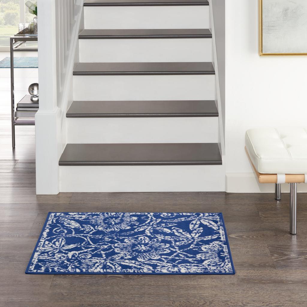 Nourison Home Whimsicle WHS05 Navy Indoor Rectangle Area Rug - Farmhouse Power Loomed Machine Made Low Pile