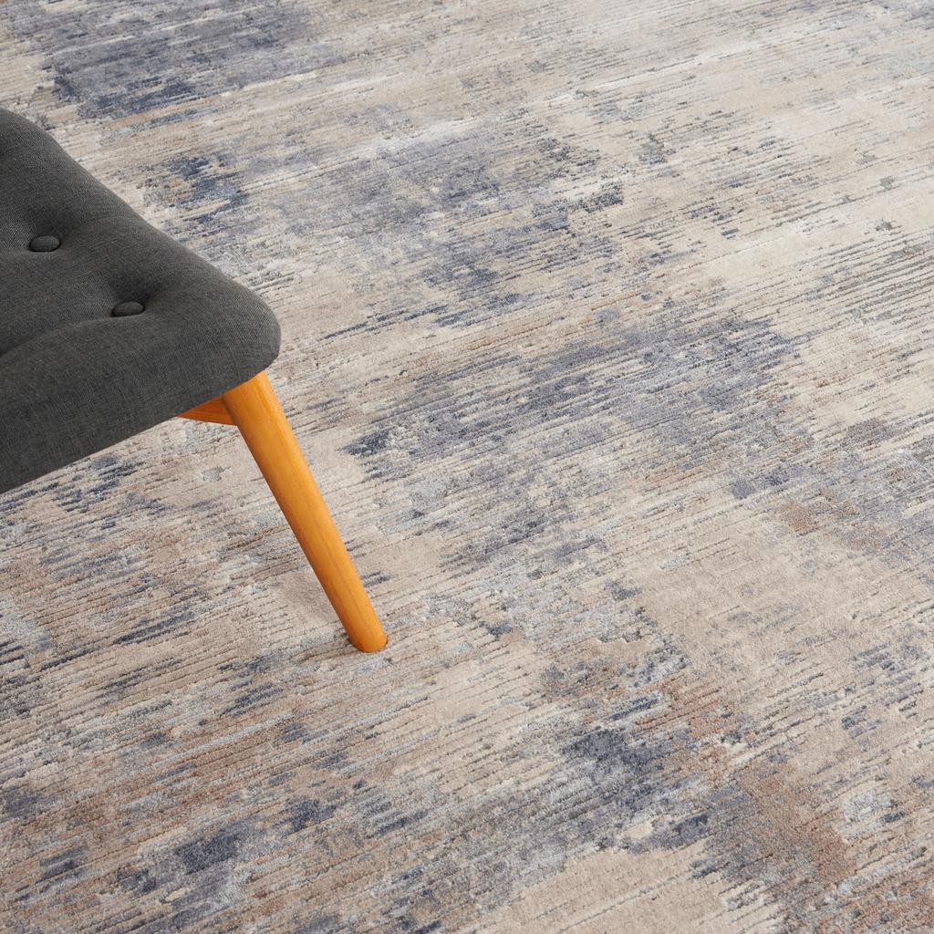 Nourison Home Rustic Textures RUS05 Beige and Grey Beige Grey Indoor Round Area Rug - Modern Power Loomed Machine Made Medium Pile