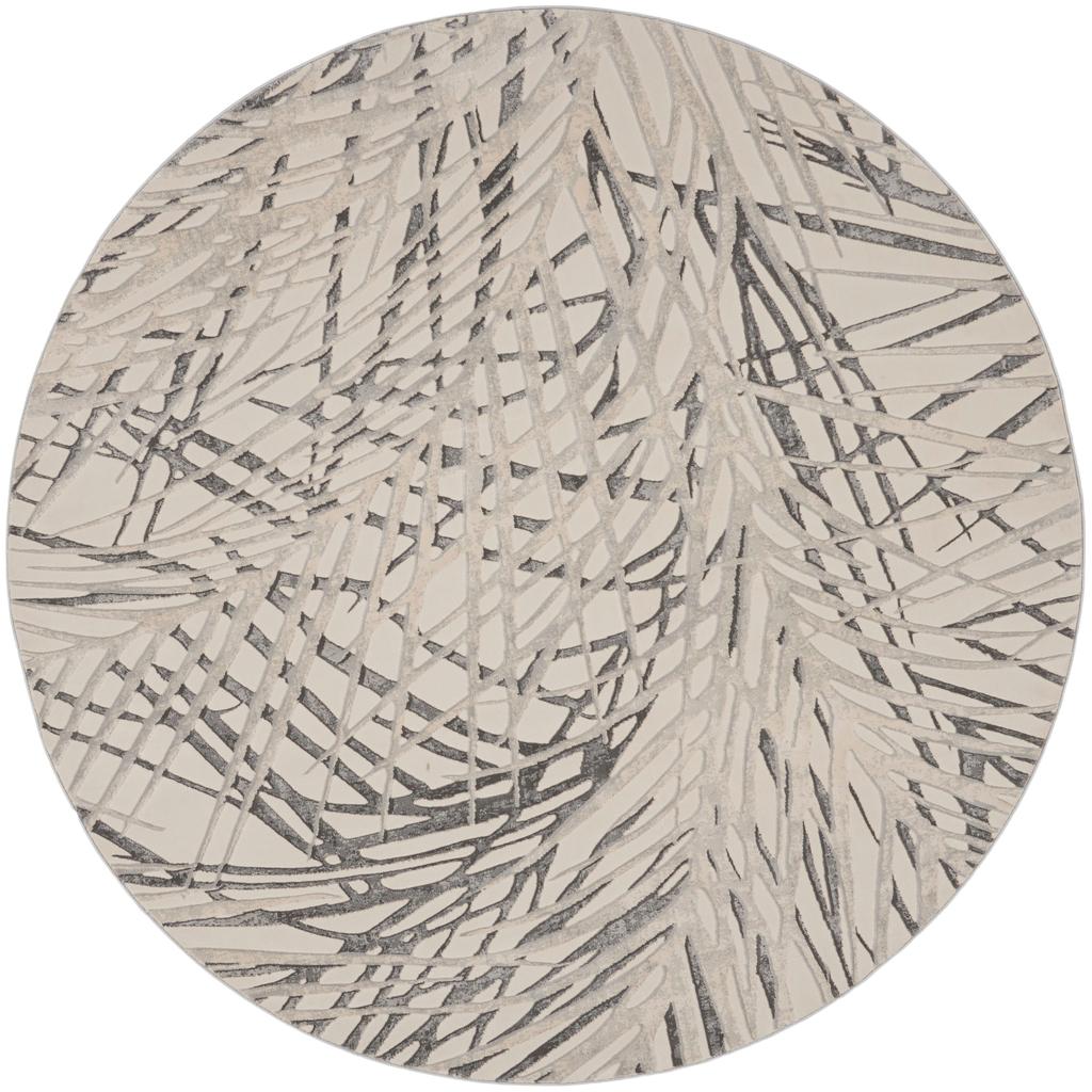 Nourison Home Rustic Textures RUS17 Ivory Grey Ivory/Grey Indoor Round Area Rug - Modern Power Loomed Machine Made Medium Pile