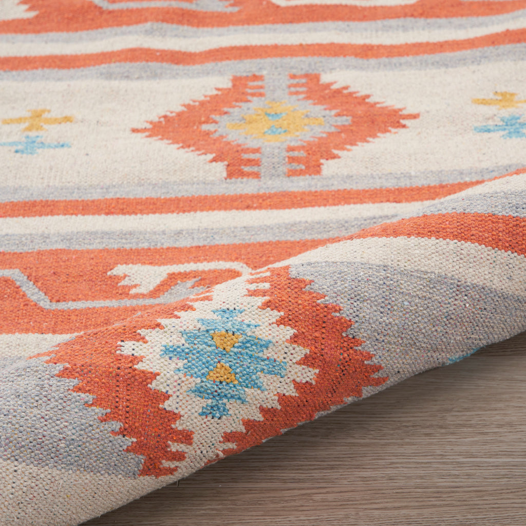Nourison Home Baja BAJ03 Handmade Multicolor Runner - Reversible Indoor Runner with Gray &amp; Orange Stripes