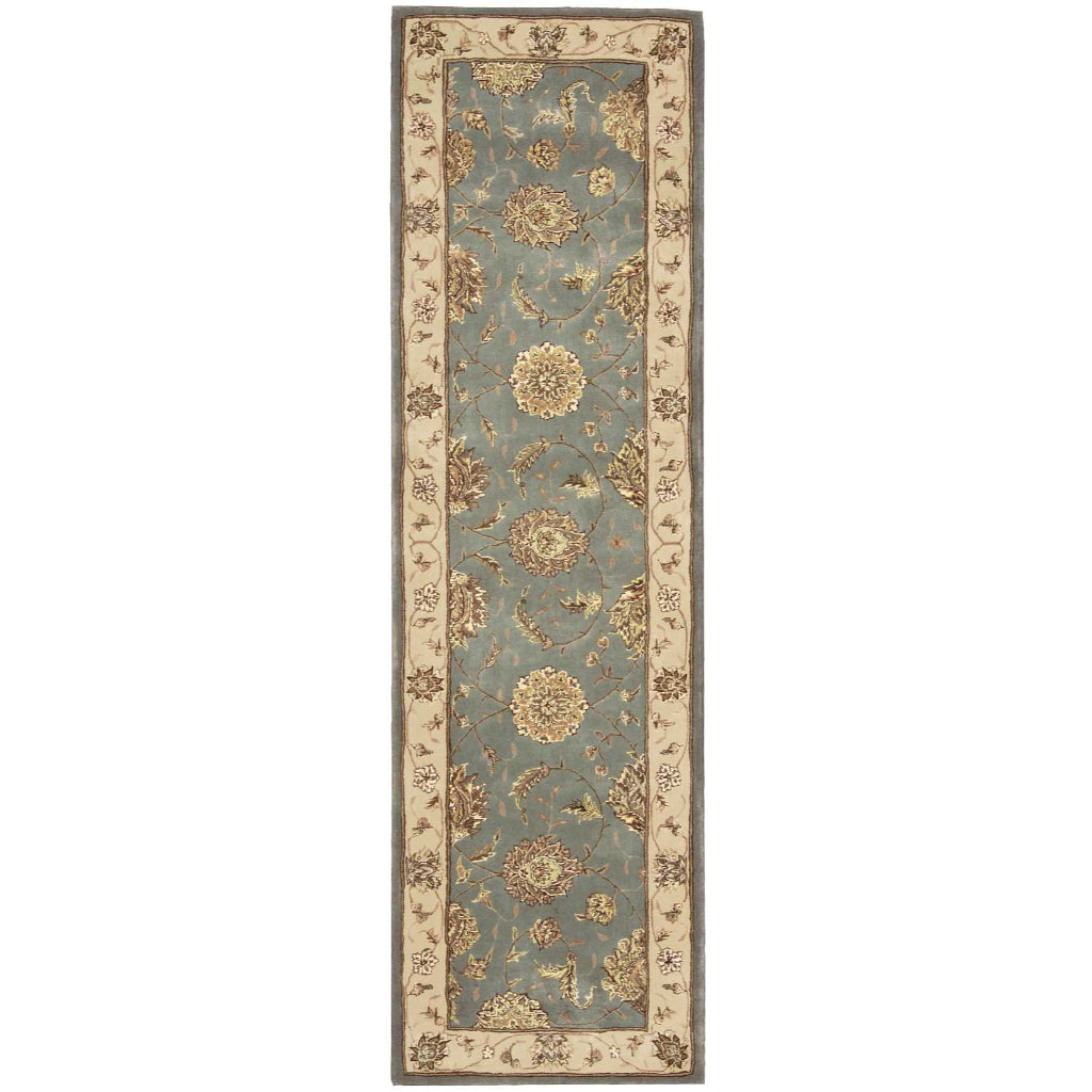 Nourison Home Nourison 2000 Multicolor 2210 Indoor Runner - Elegant Wool & Silk Floral Runner with Blue Background-