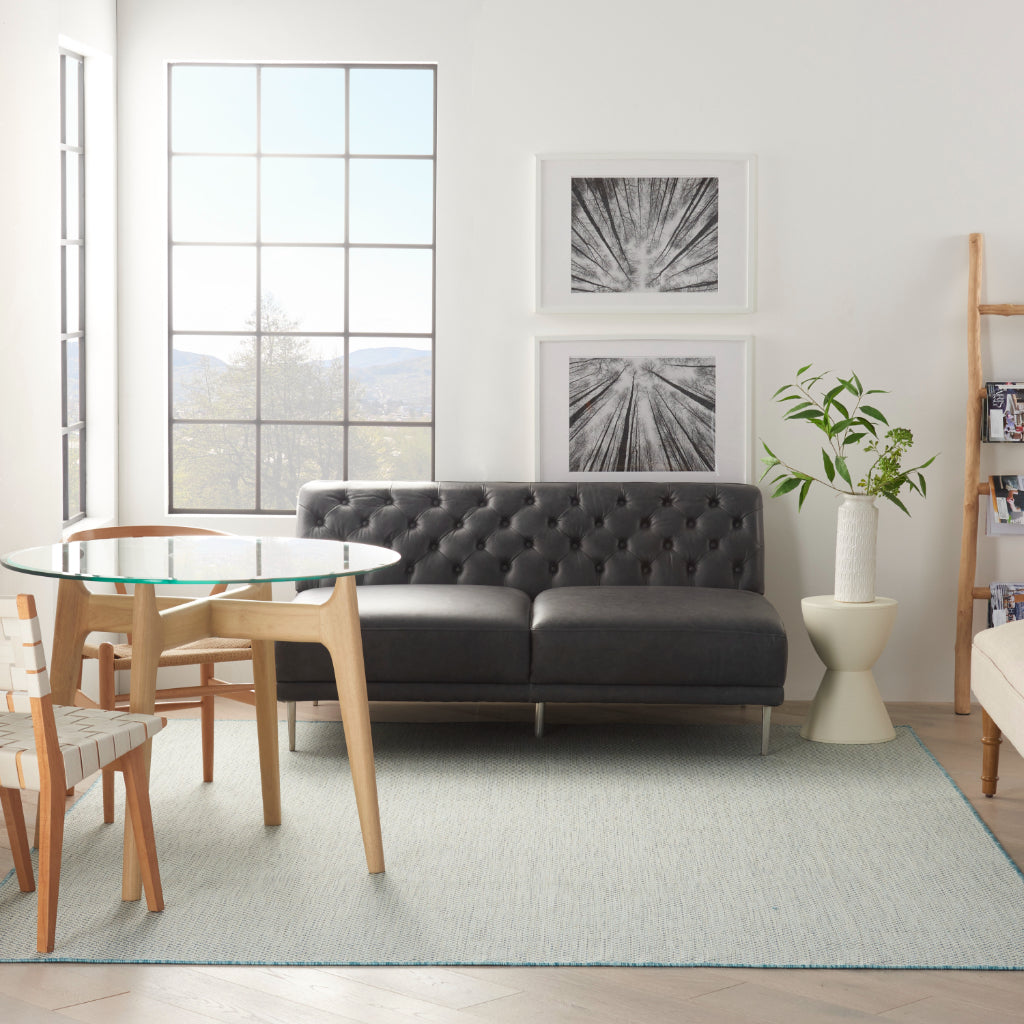 Nourison Home Courtyard COU01 Light Blue Indoor / Outdoor Rectangle Rug - Modern Style Power Loomed Low Pile Rug-