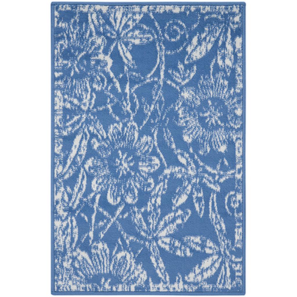 Nourison Home Whimsicle WHS05 Blue Indoor Rectangle Area Rug - Farmhouse Power Loomed Machine Made Low Pile
