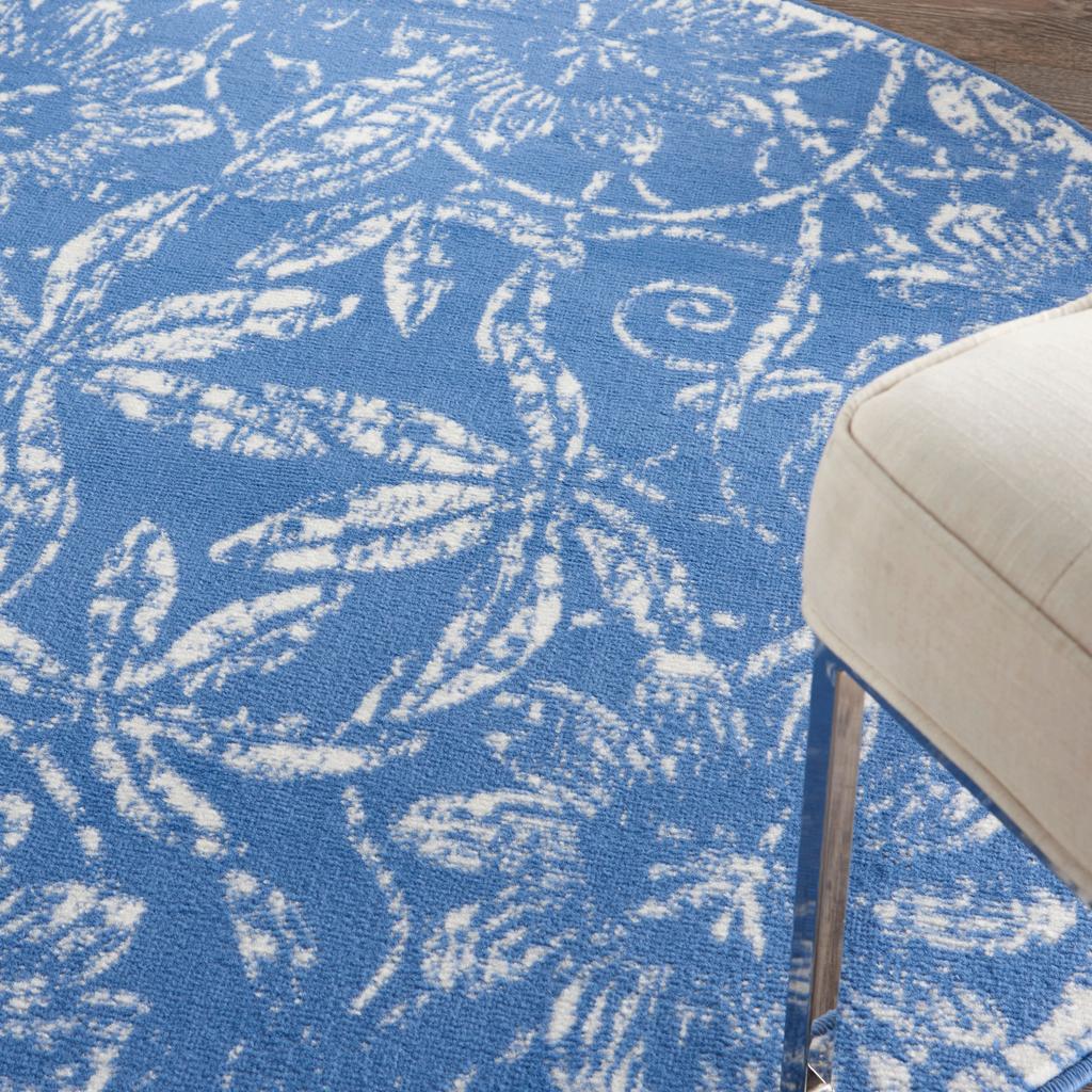 Nourison Home Whimsicle WHS05 Blue Indoor Round Area Rug - Farmhouse Power Loomed Machine Made Low Pile