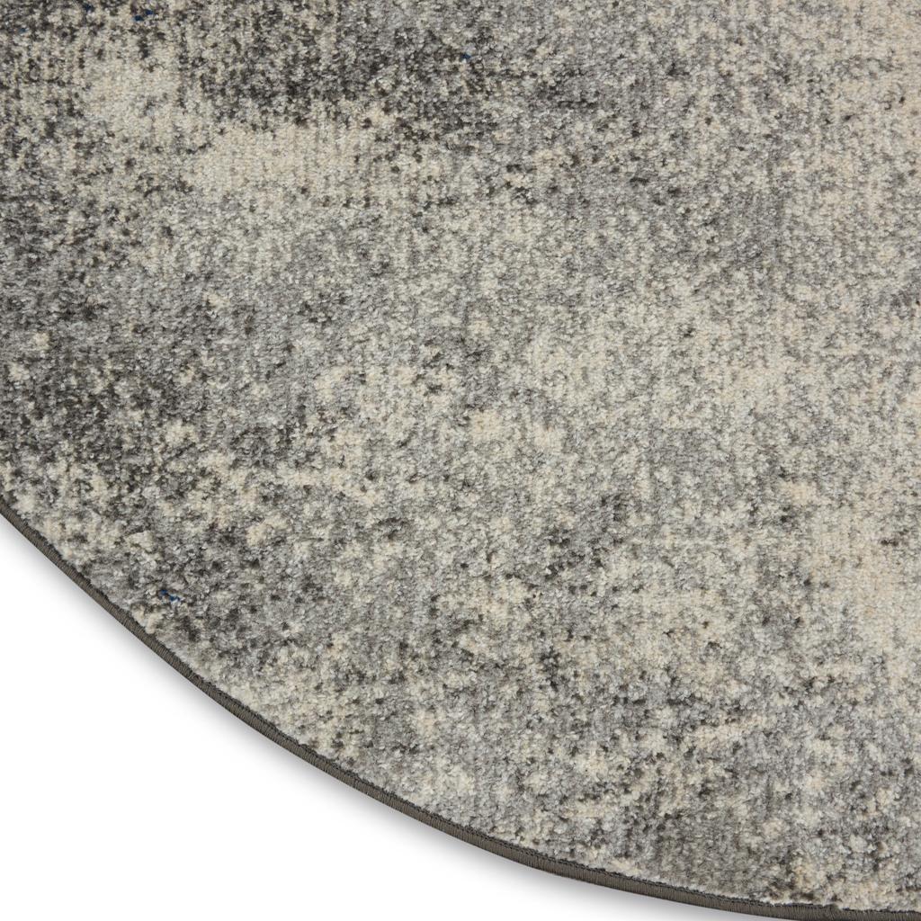 Nourison Home Passion PSN10 Charcoal Ivory Indoor Round Area Rug - Modern Power Loomed Machine Made Medium Pile