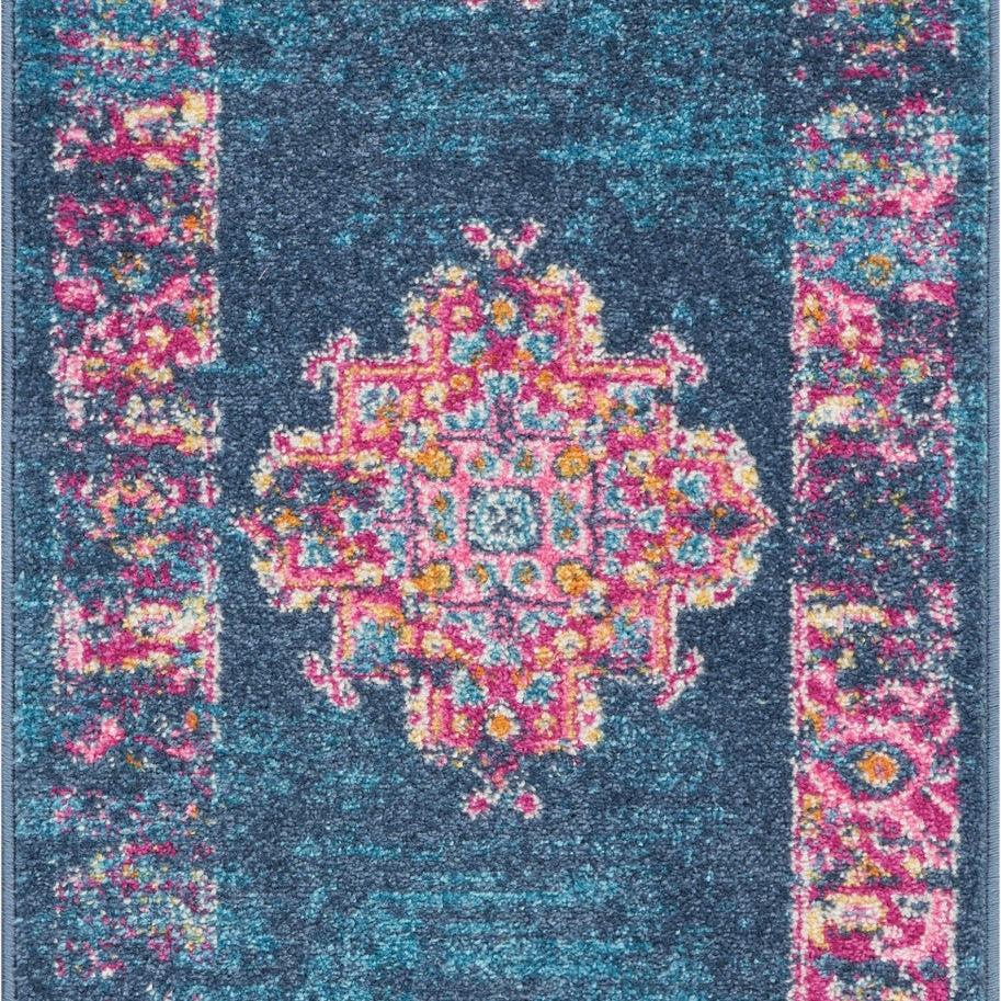 Nourison Home Passion PSN03 Blue Indoor Runner - Bohemian Power Loomed Machine Made Medium Pile