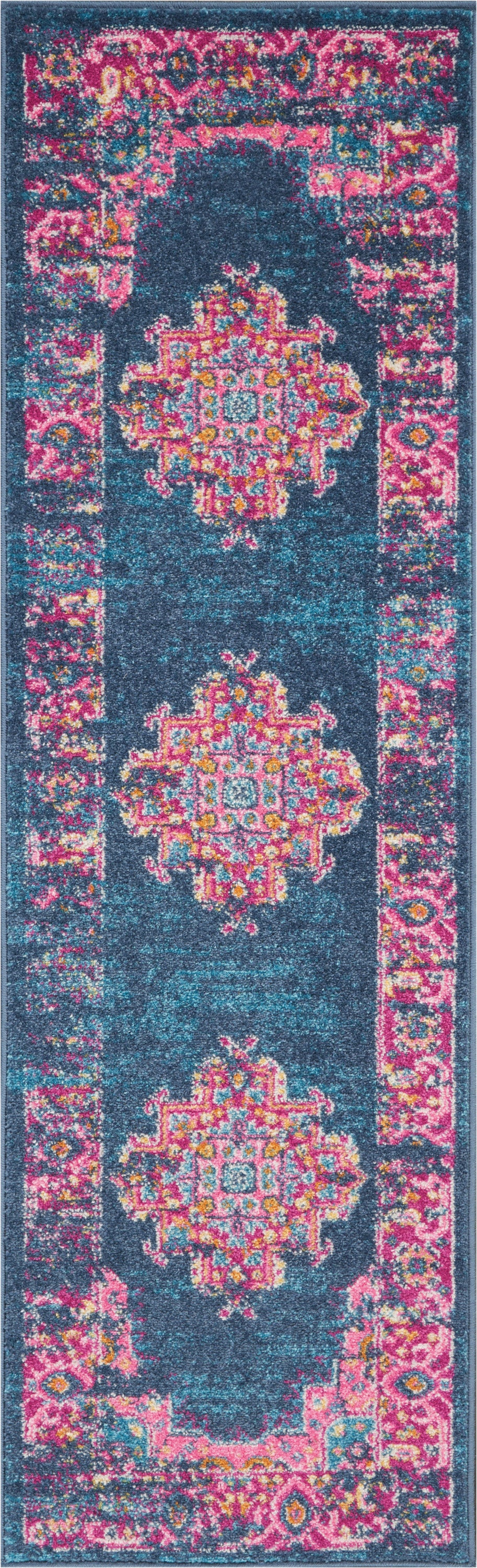 Nourison Home Passion PSN03 Blue Indoor Runner - Bohemian Power Loomed Machine Made Medium Pile
