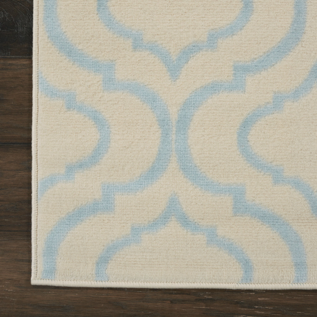 Nourison Home Jubilant JUB19 Ivory Blue Indoor Runner - Refined Contemporary Runner with Lantern Trellis Pattern