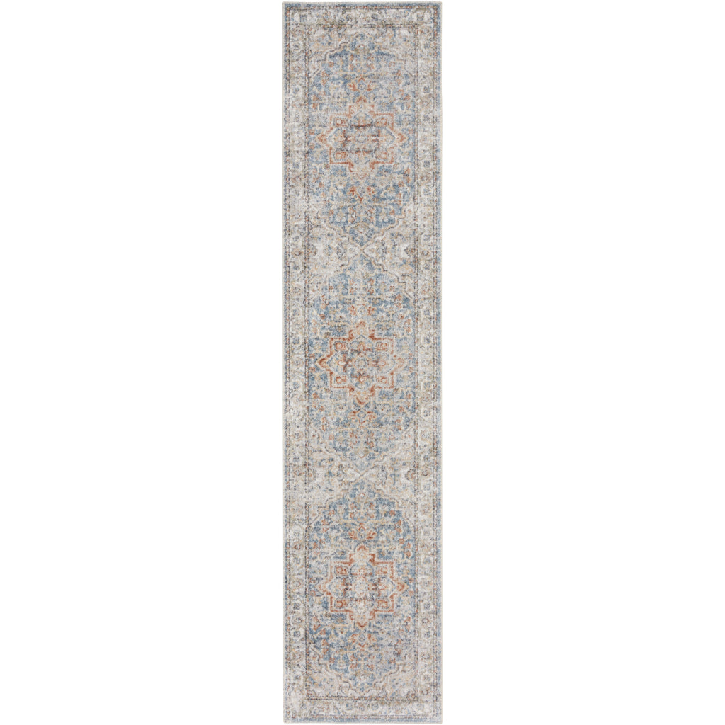Nourison Home Astra ASW12 Multicolor Machine Washable Indoor Runner - Power Loomed Persian Runner with Faded Blue Floral Design-