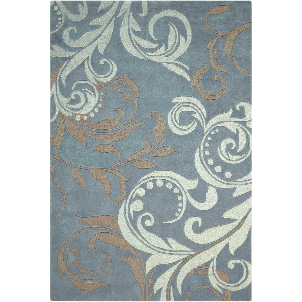 Nourison Home Contour CON09 Multicolor Indoor Rectangle Area Rug - Tufted Medium Pile Living Room Rug with Green & Beige Leaf Design-