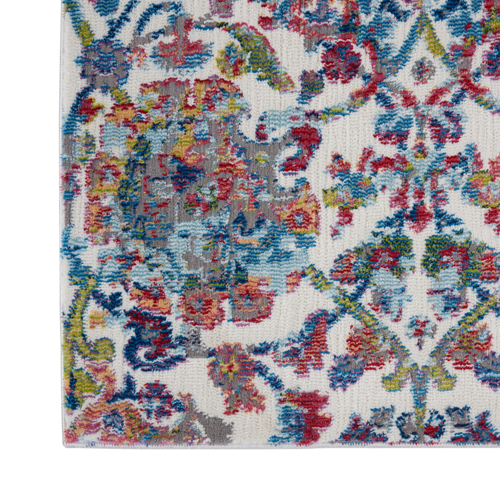 Nourison Home Global Vintage GLB06 Multicolor Indoor Runner - Vintage Medium Pile Floral Runner with Ivory-Blue Accent