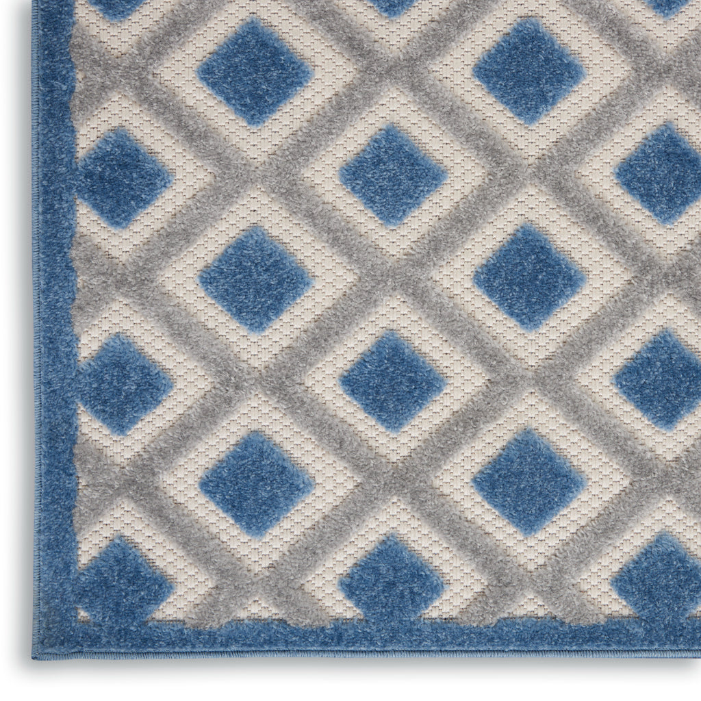 Nourison Home Aloha ALH26 Multicolor Rectangle Area Rug - Stain Resistant Indoor / Outdoor Rug with Blue &amp; Gray Geometric Design
