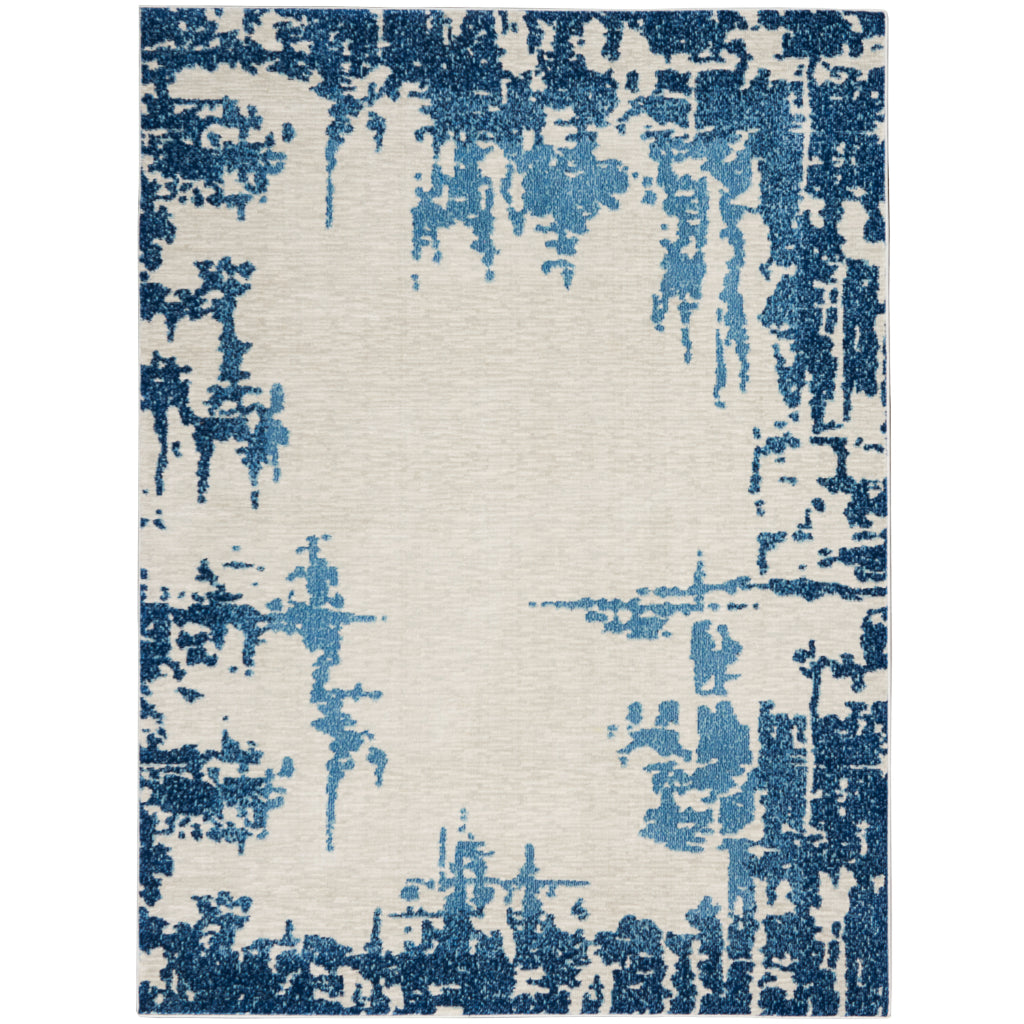 Nourison Home Imprints IMT03 Blue Rectangle Indoor Area Rug - Modern Style Medium Pile Abstract Rug