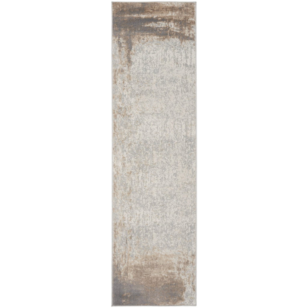 Nourison Home Elation ETN07 Multicolor Indoor Runner - Power Loomed Low Pile Hallway Runner with Gray &amp; Brown Distress Pattern
