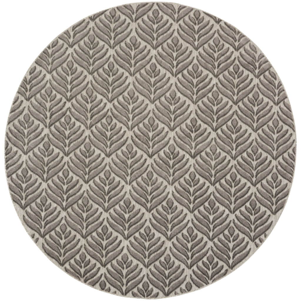 Nourison Home Aloha ALH35 Machine Made Dark Gray Round Area Rug - Stain Resistant Indoor/Outdoor Rug