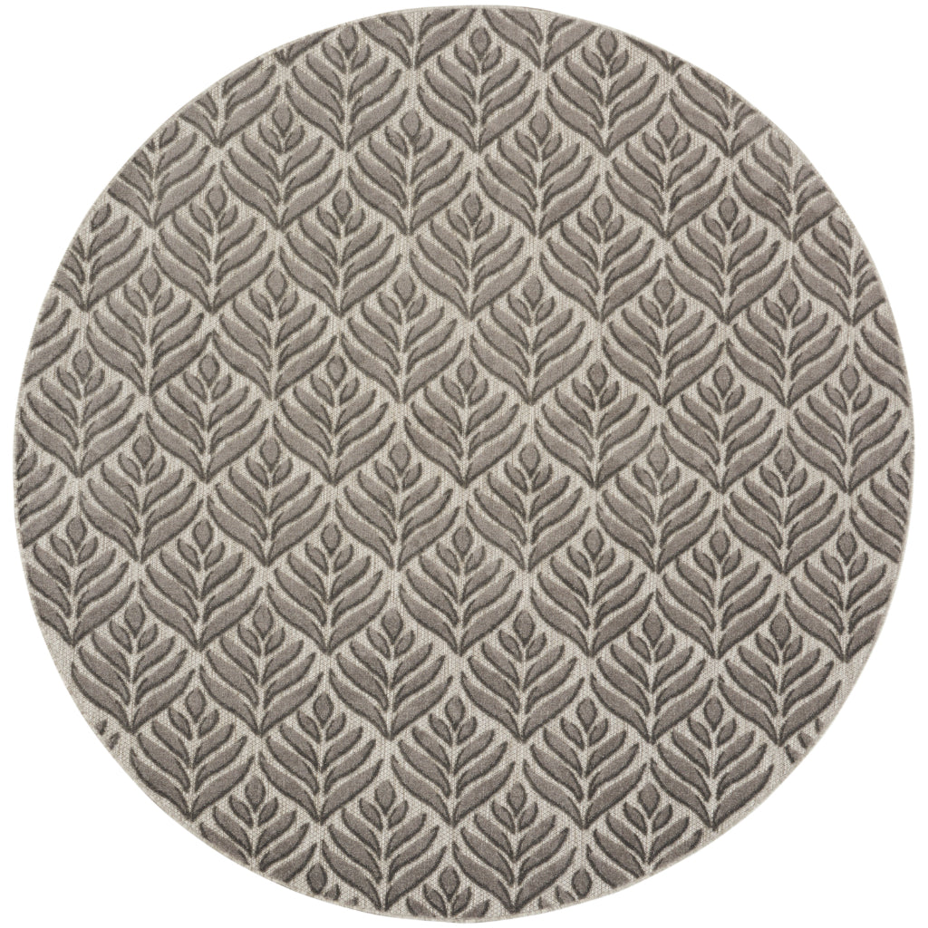Nourison Home Aloha ALH35 Machine Made Dark Gray Round Area Rug - Stain Resistant Indoor/Outdoor Rug-