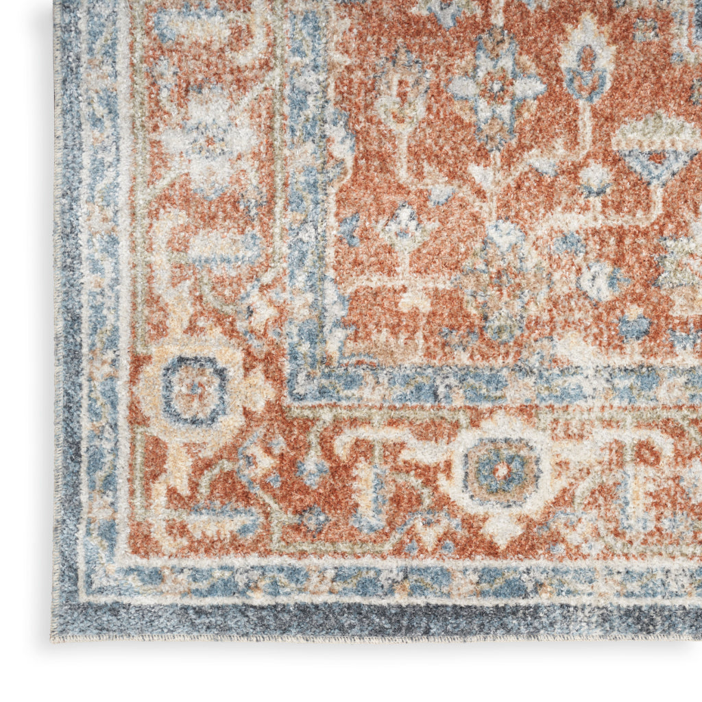 Nourison Home Astra ASW11 Multicolor Machine Washable Indoor Runner - Power Loomed Persian Runner with Faded Blue-Orange Medallion Pattern-