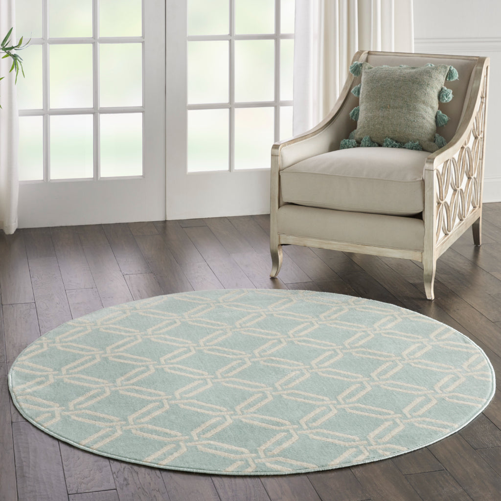 Nourison Home Jubilant JUB17 Green Round Indoor Area Rug - Contemporary Style Medium Pile Trellis Rug-