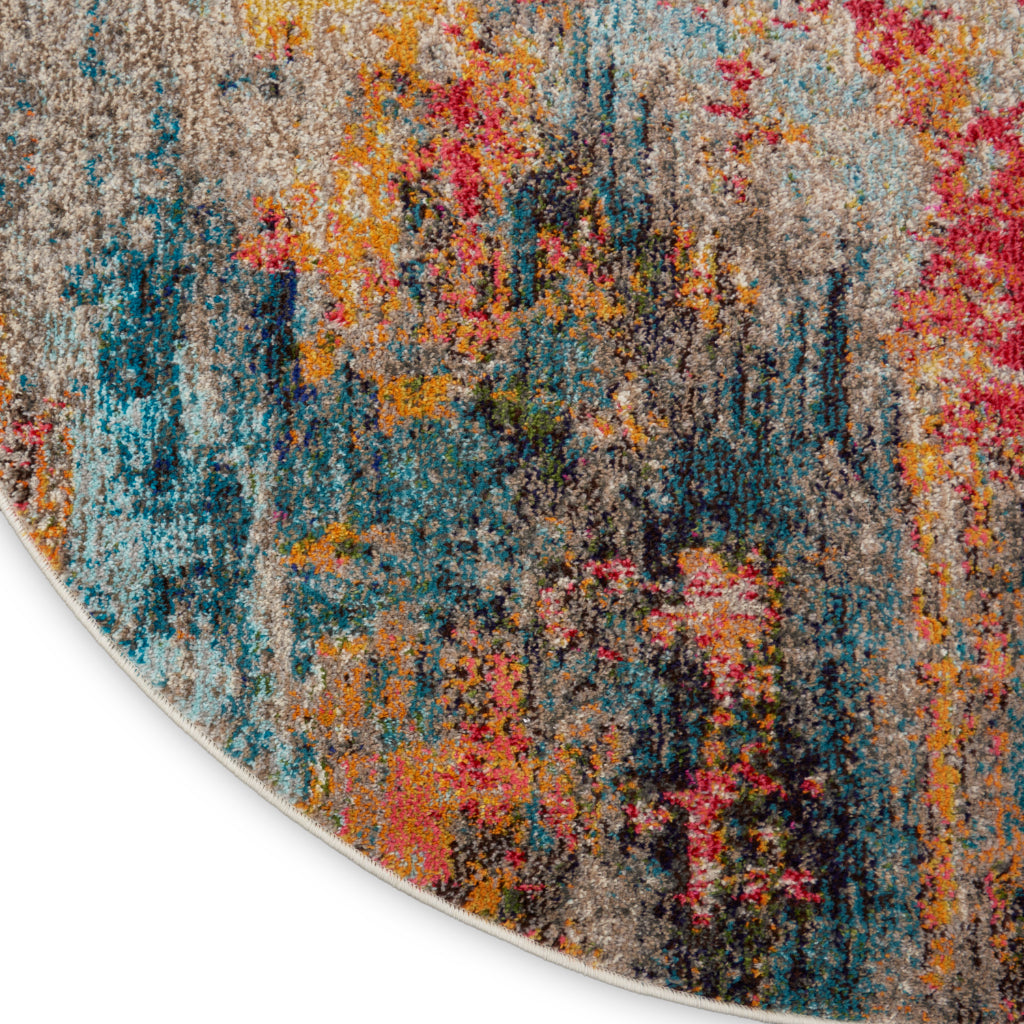 Nourison Home Celestial CES15 Multicolor Round Indoor Area Rug - Power Loomed Modern Abstract Medium Pile Rug