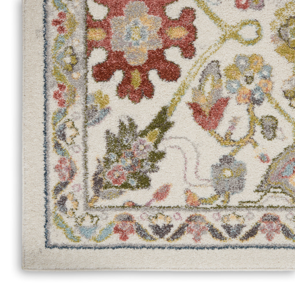 Nourison Home Juniper JPR03 Multicolor Rectangle Indoor Area Rug - Bohemian Style Medium Pile Rug with Faded Floral Design