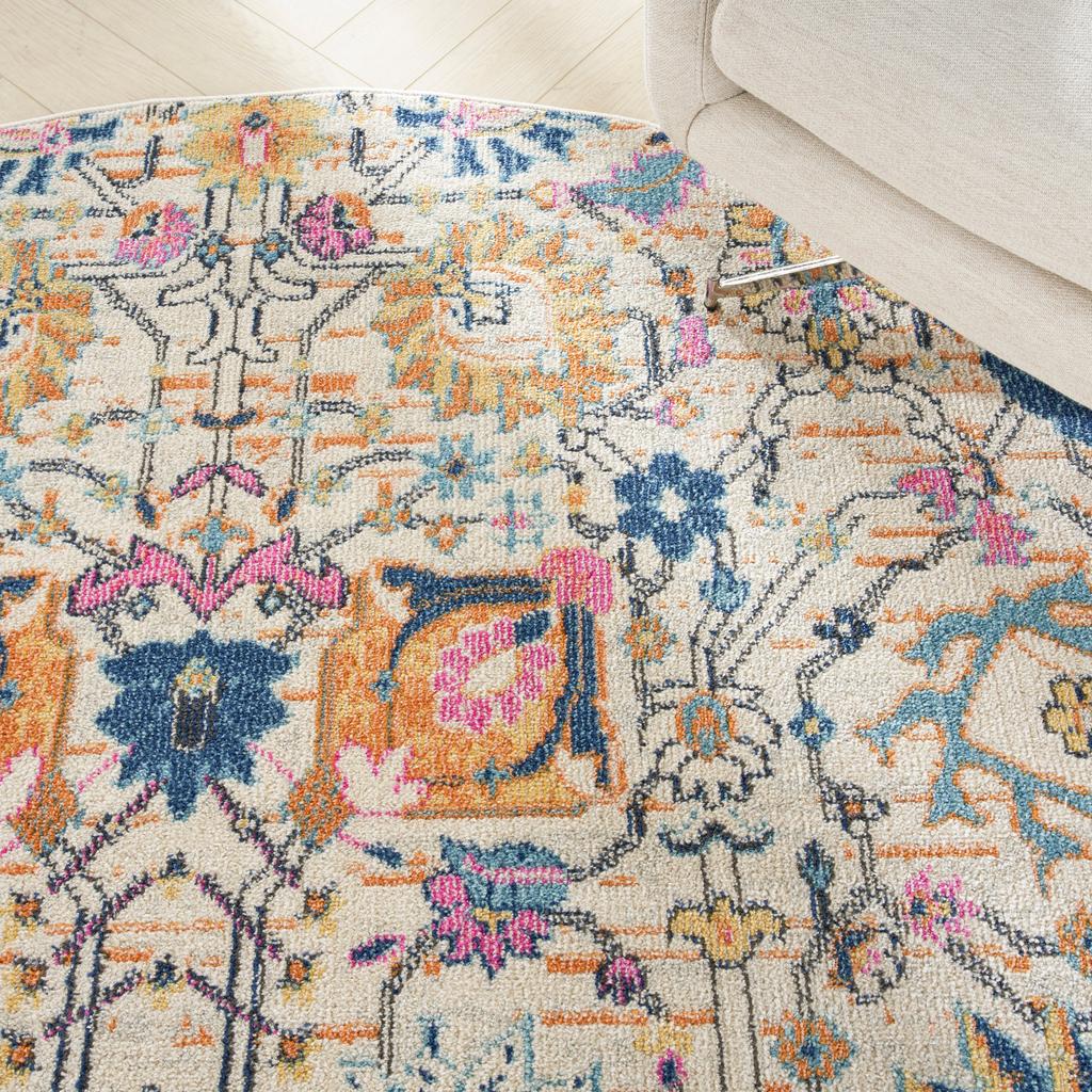 Nourison Home Passion PSN01 Ivory Ivory/Multi Indoor Round Area Rug - Bohemian Power Loomed Machine Made Medium Pile