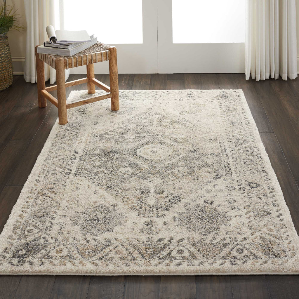 Nourison Home Fusion FSS11 Two-Color Indoor Rectangle Area Rug - Vintage Style Power Loomed Medium Pile Rug with Medallion Design-