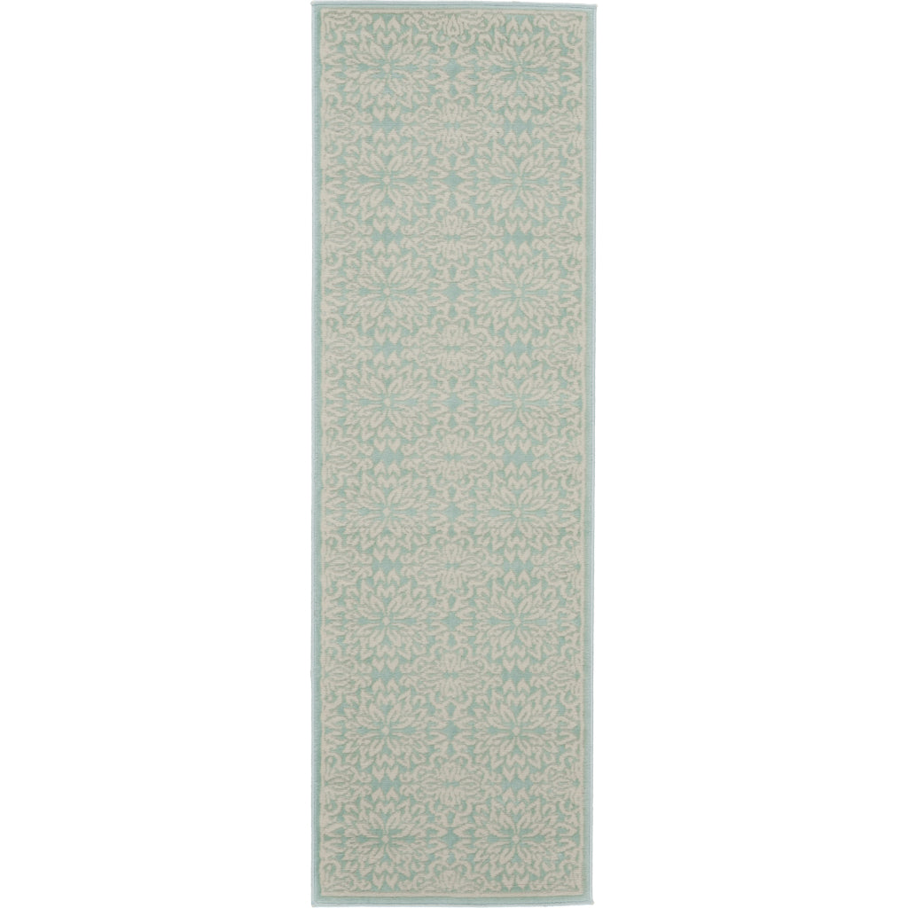 Nourison Home Jubilant JUB06 Aqua Blue Indoor Runner - Elegant Medium Pile Farmhouse Style Runner with Floral Design-
