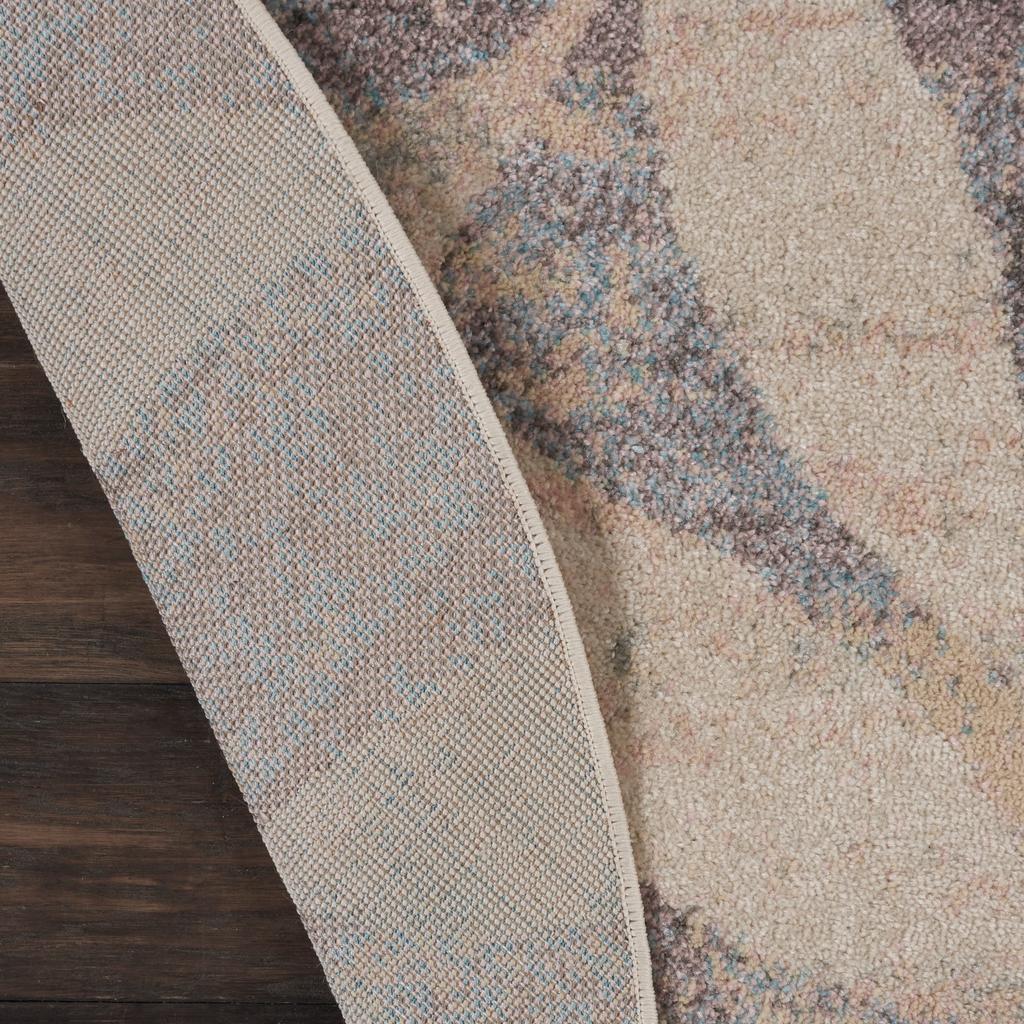 Nourison Home Tranquil TRA01 Ivory Blue Ivory/Light Blue Indoor Round Area Rug - Farmhouse Power Loomed Machine Made Medium Pile