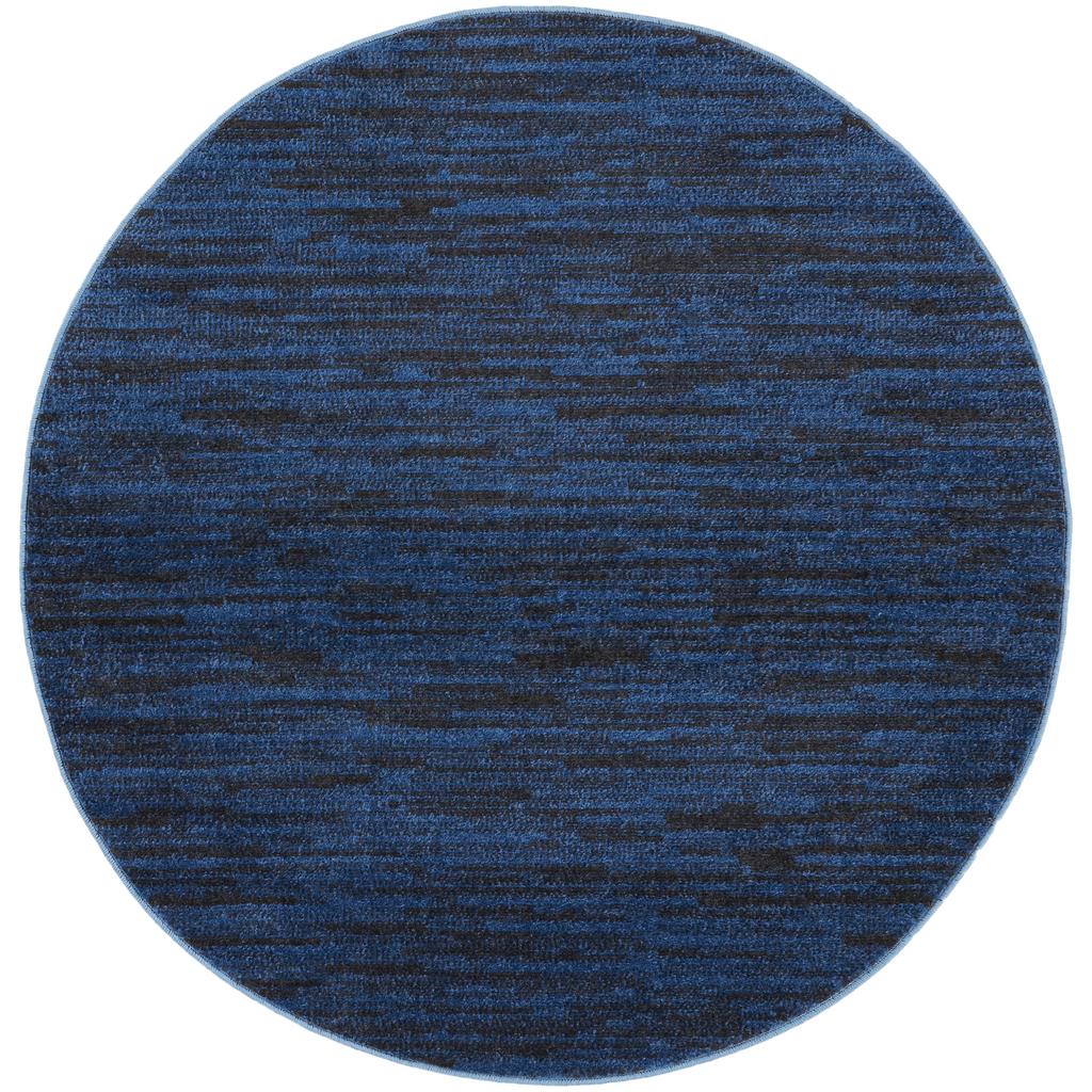 Nourison Home Nourison Essentials NRE01 Midnight Blue Indoor/Outdoor Round Area Rug - Outdoor Power Loomed Machine Made Low Pile