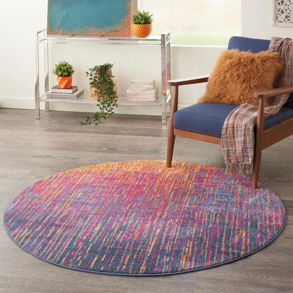 Nourison Home Passion PSN09 Multicolor Indoor Round Area Rug - Modern Power Loomed Machine Made Medium Pile