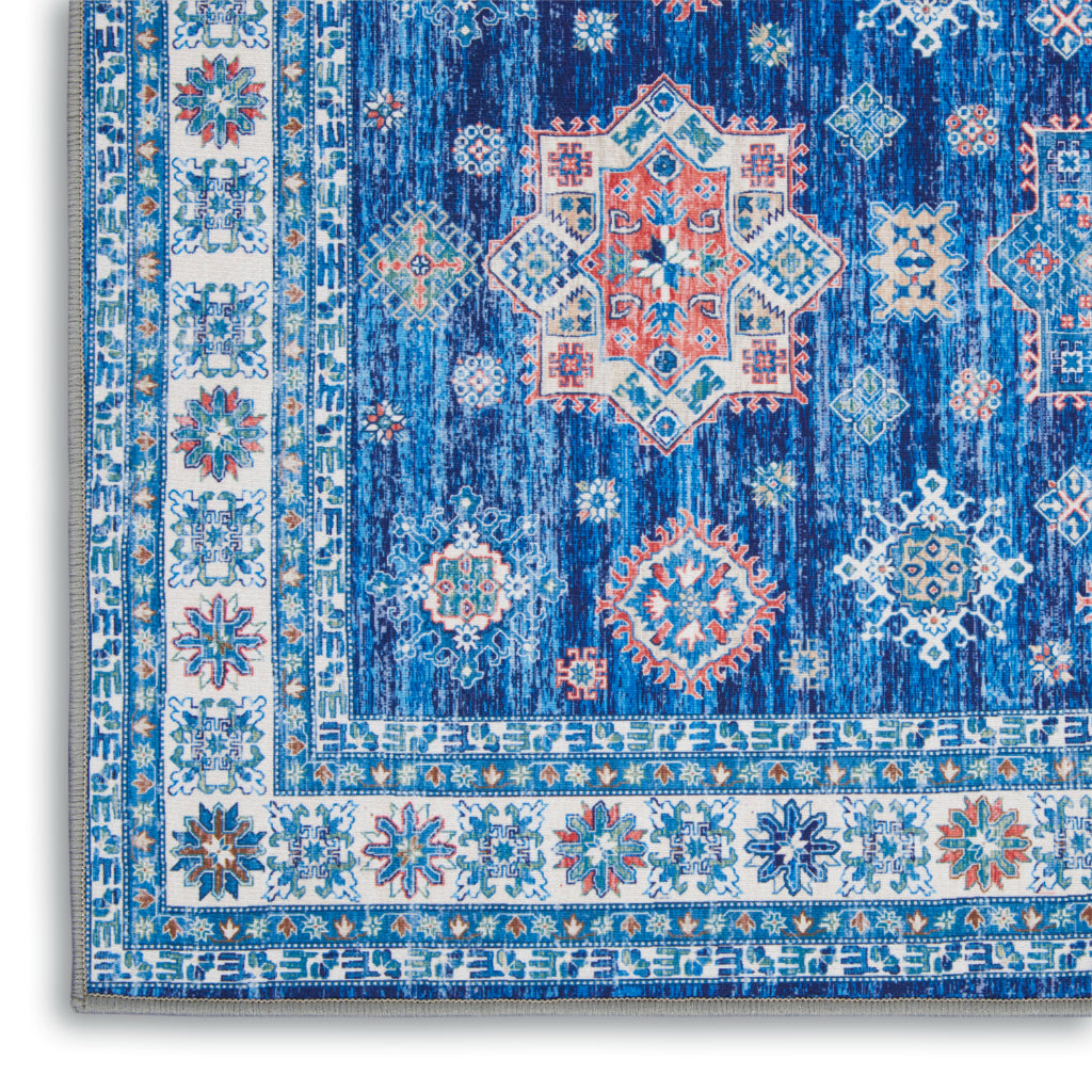Nourison Home Fulton FUL02 Multicolor Indoor Rectangle Area Rug - Vintage Style Flatweave Low Pile Rug with Shades of Blue