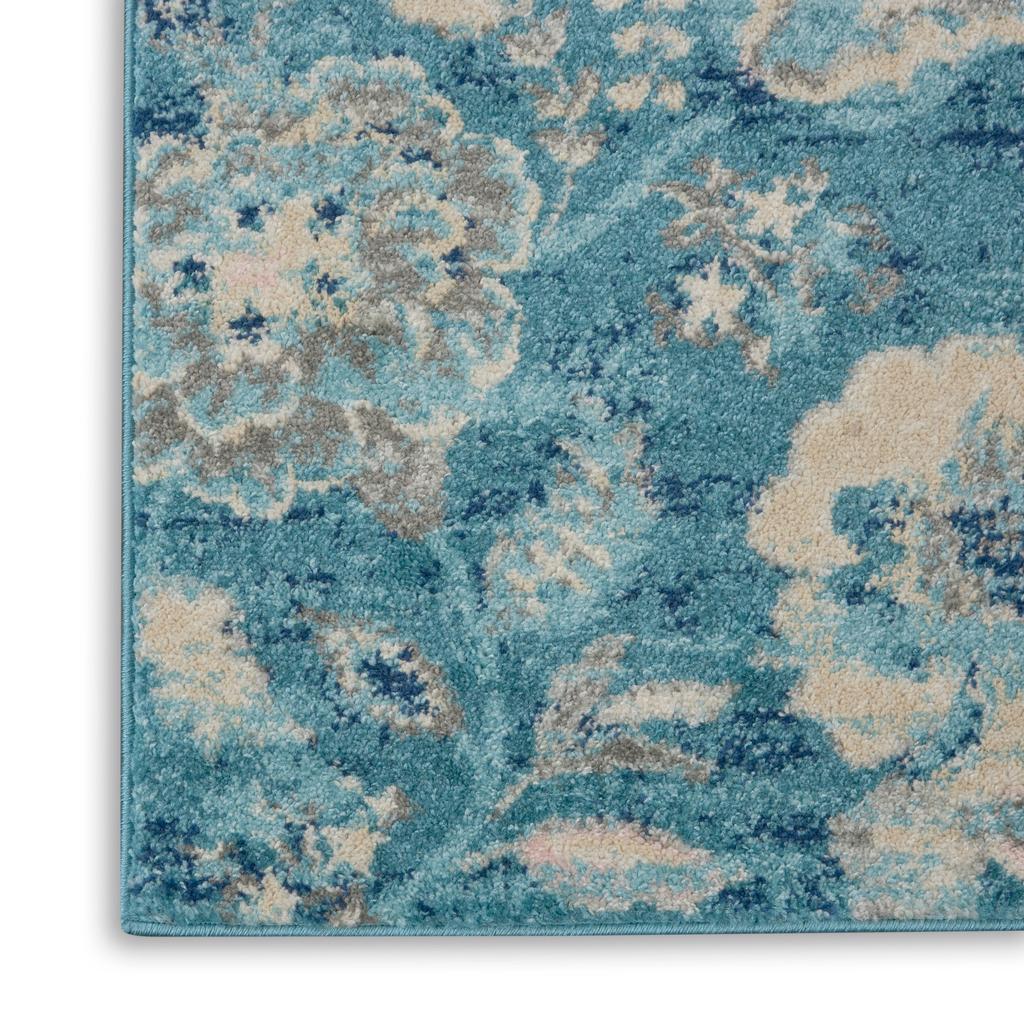 Nourison Home Tranquil TRA02 Turquoise Indoor Rectangle Area Rug - Vintage Power Loomed Machine Made Medium Pile