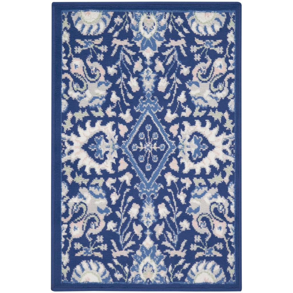 Nourison Home Whimsicle WHS10 Navy Multicolor Indoor Rectangle Area Rug - Farmhouse Power Loomed Machine Made Low Pile