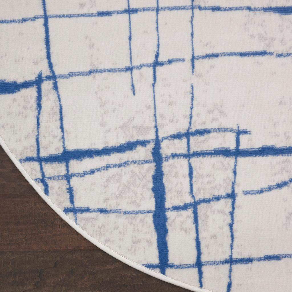 Nourison Home Whimsicle WHS09 Ivory Blue Indoor Round Area Rug - Modern Power Loomed Machine Made Low Pile