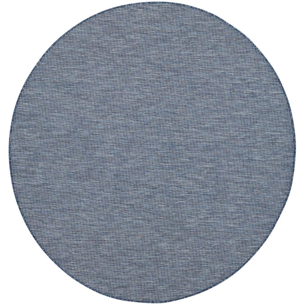Nourison Home Positano POS01 Navy Blue Indoor/Outdoor Round Area Rug - Modern Power Loomed Machine Made Low Pile