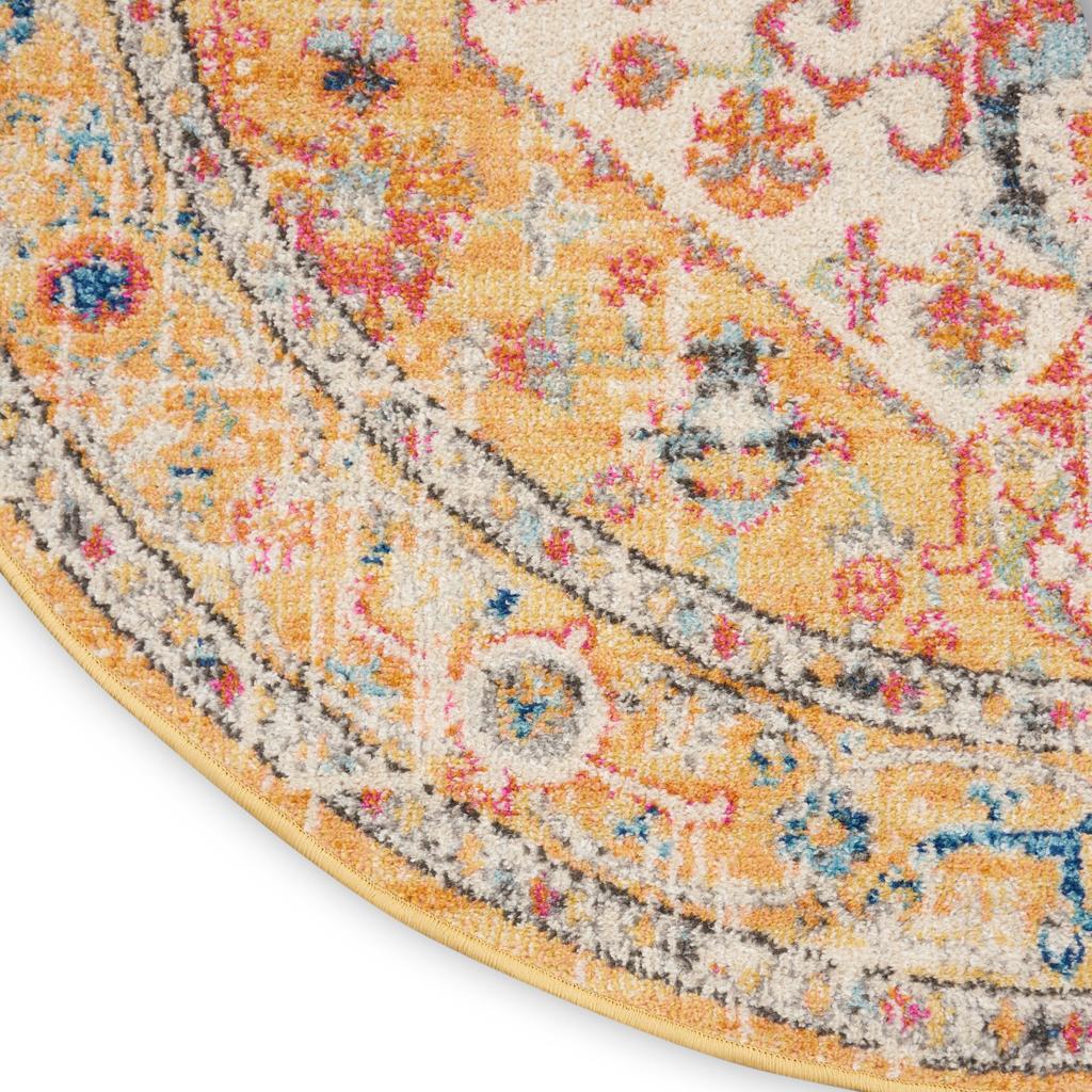 Nourison Home Passion PSN23 Ivory Yellow Indoor Round Area Rug - Bohemian Power Loomed Machine Made Medium Pile
