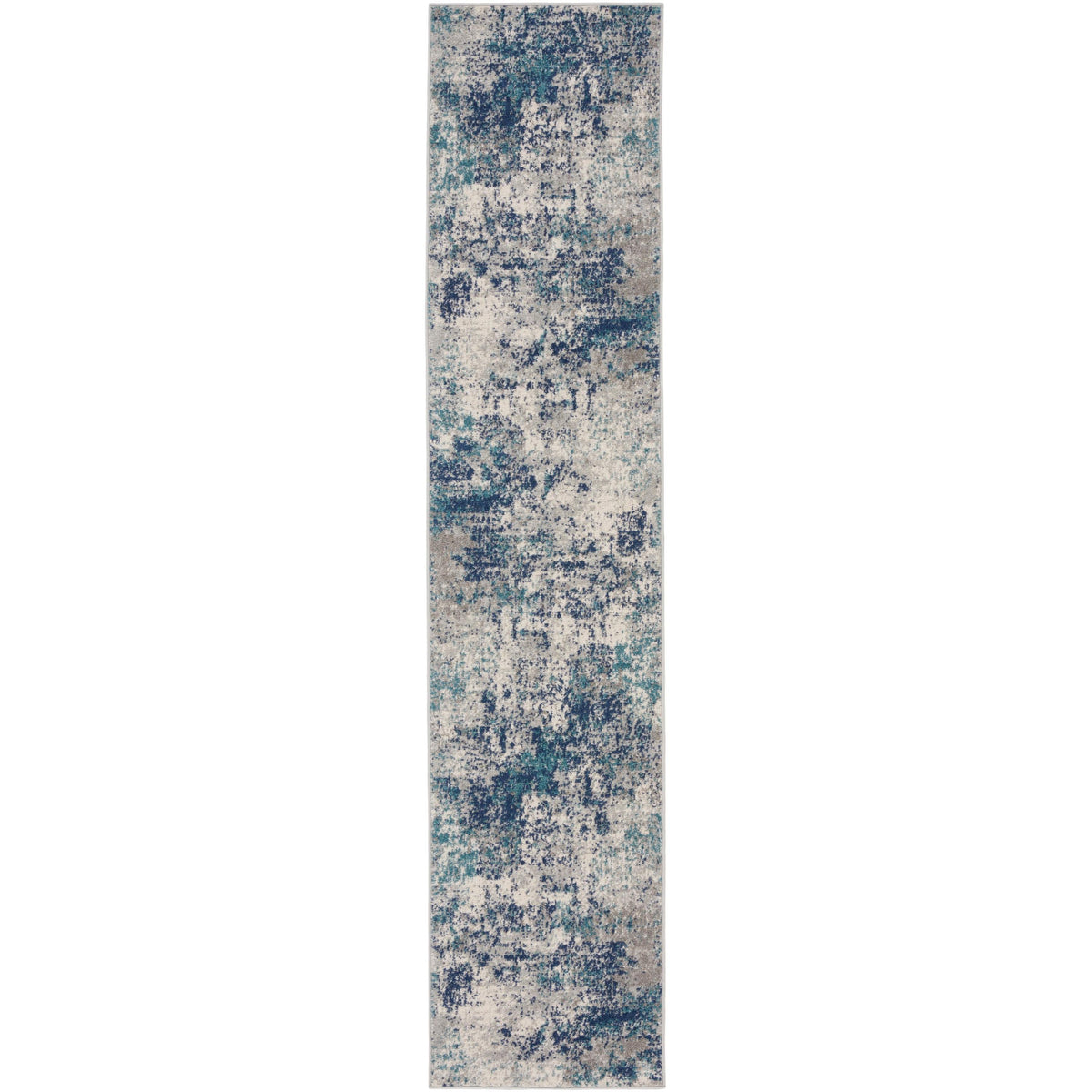 Nourison Home Passion PSN36 Ivory Teal Indoor Runner - Modern Power Loomed Machine Made Medium Pile