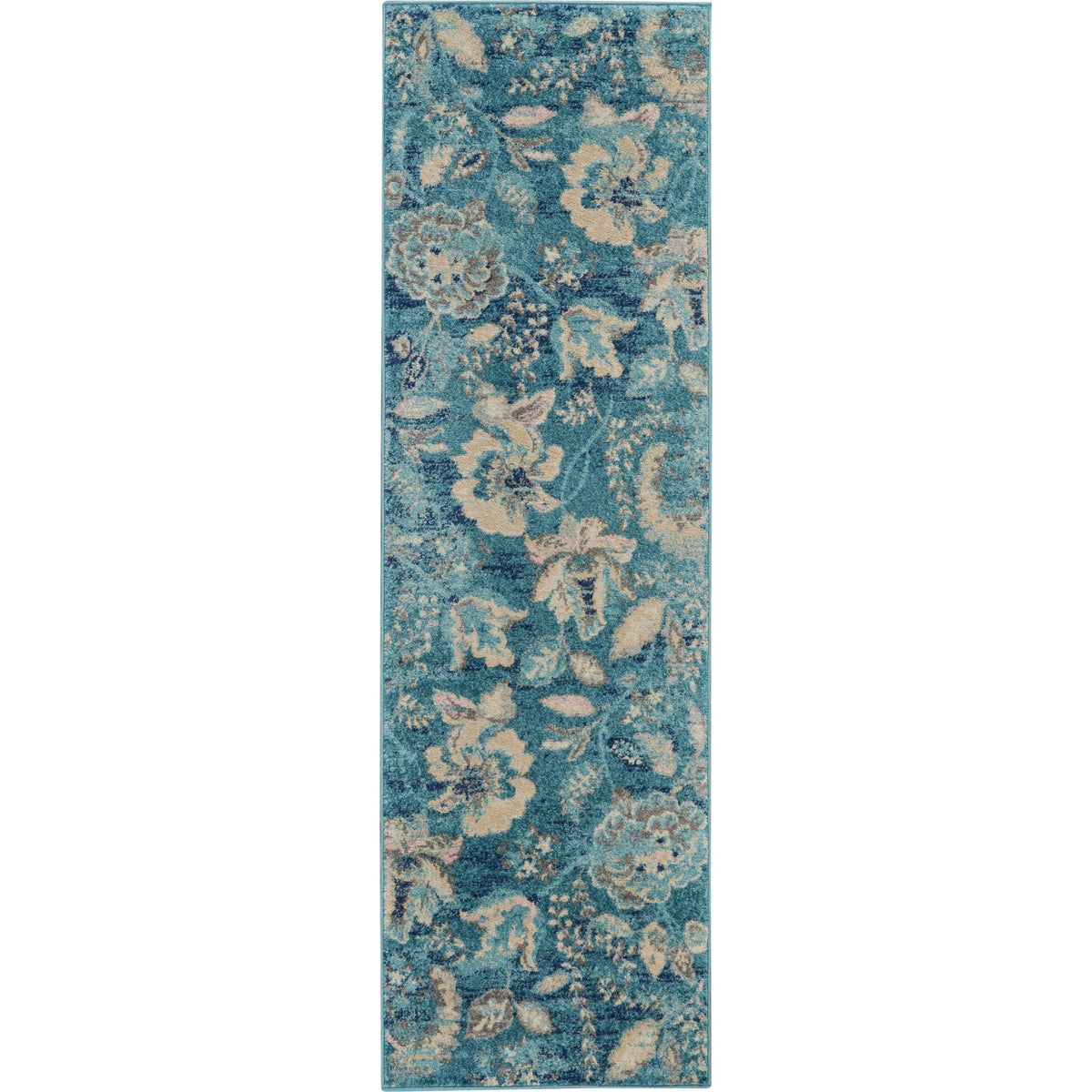 Nourison Home Tranquil TRA02 Turquoise Indoor Runner - Vintage Power Loomed Machine Made Medium Pile