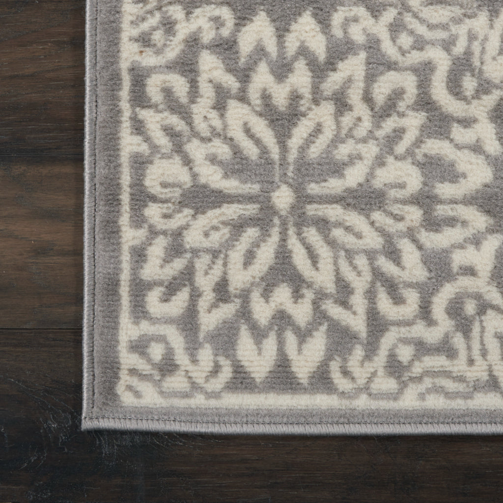 Nourison Home Jubilant JUB06 Gray Rectangle Indoor Area Rug - Elegant Medium Pile Farmhouse Style Rug with Floral Design