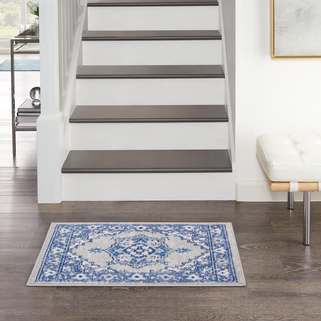 Nourison Home Whimsicle WHS03 Grey Blue Indoor Rectangle Area Rug - Farmhouse Power Loomed Machine Made Low Pile