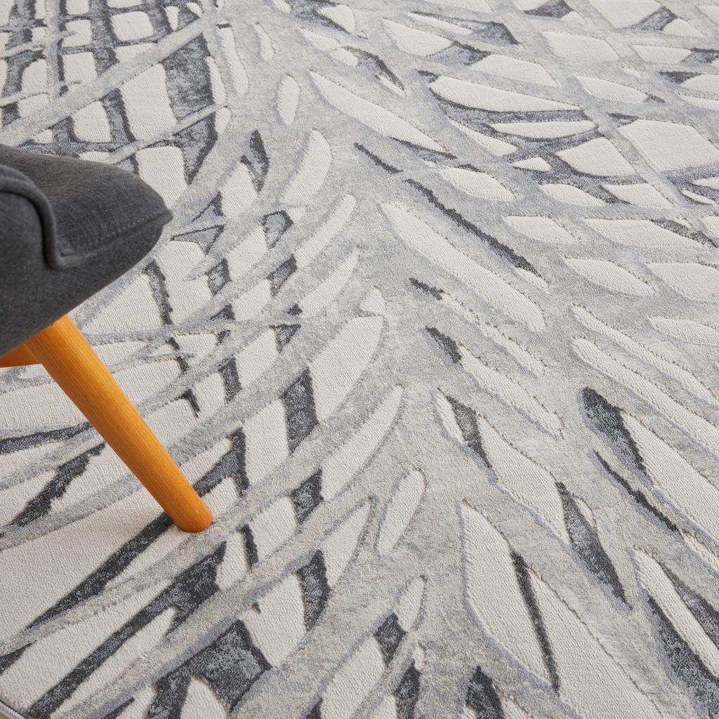 Nourison Home Rustic Textures RUS17 Ivory Grey Ivory/Grey Indoor Round Area Rug - Modern Power Loomed Machine Made Medium Pile