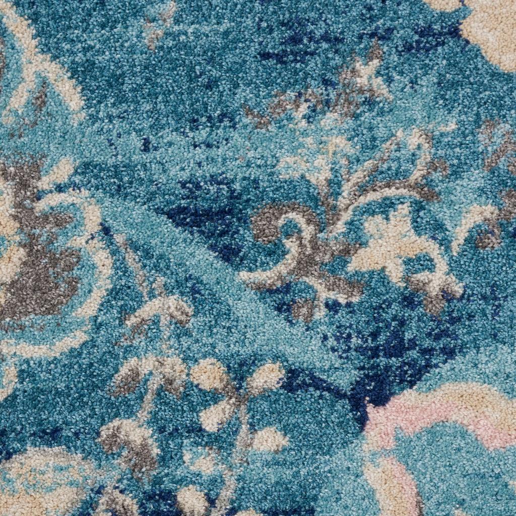 Nourison Home Tranquil TRA02 Turquoise Indoor Round Area Rug - Vintage Power Loomed Machine Made Medium Pile